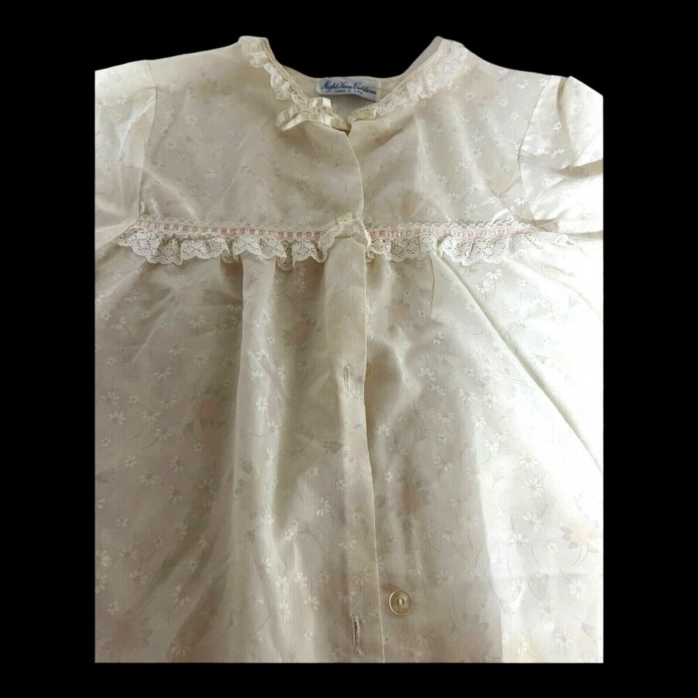 Vintage NIGHT TIME Creations Floral Cotton Nightgown Dressing Gown Housecoat SEE